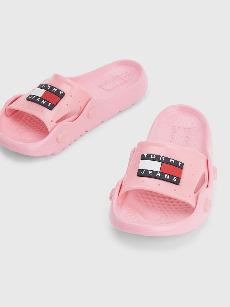 Női Tommy Hilfiger Flag Pool Slide Rózsaszín | HU 617ZUT